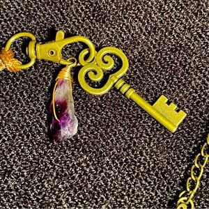 Skeleton Key and amethyst necklace